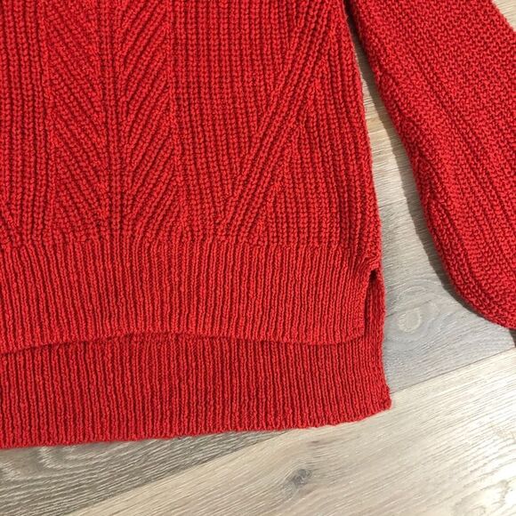 Madewell Pullover Sweater Womens Balloon Sleeve Red Fall Knit Cotton XXS - Picture 5 of 8